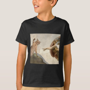 Funny Cat God Creation Of Adam Meme Jesus  T-Shirt