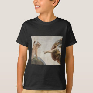 Funny Cat God Creation Of Adam Meme Michelangelo J T-Shirt