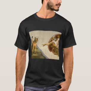 Funny Cat God Creation Of Adam Meme Michelangelo J T-Shirt