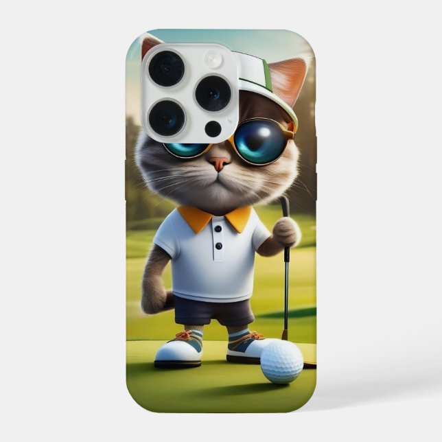 Funny Cat Golf Player, iPhone Case (Back)