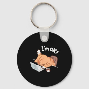 Funny Cat Graphic For Men Or Women Work From Home  Keychain