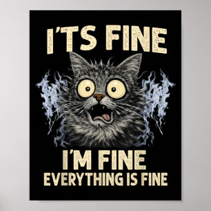 Funny cat graphic men women kids weird crazy meme poster