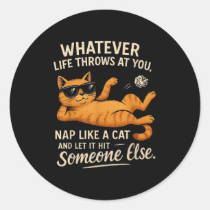 Funny Cat Graphic Quote For Cat Lovers And Cat Own Classic Round Sticker
