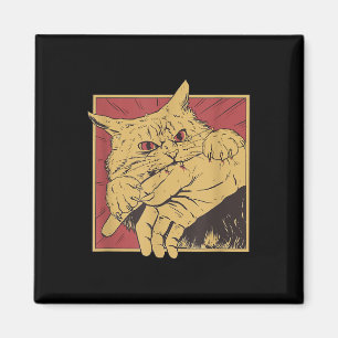 Funny Cat Graphic Tee Japanese Anime Cat Bite Magnet