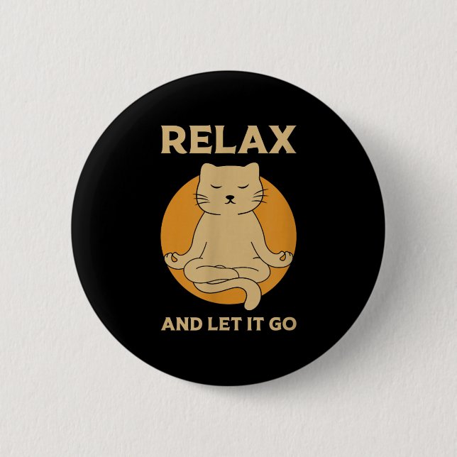 Funny Cat Graphic Yoga Zen Meditation  2 Inch Round Button (Front)