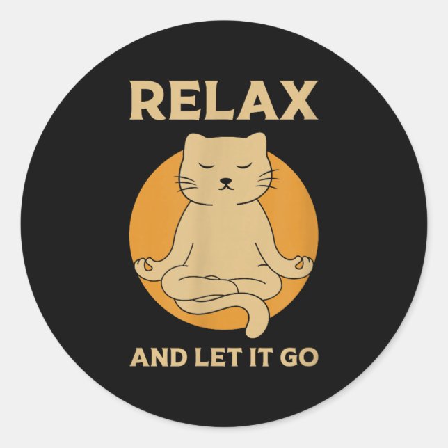 Funny Cat Graphic Yoga Zen Meditation  Classic Round Sticker (Front)
