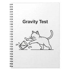 Funny Cat Gravity Test   Cute Science Kitten Humou Notebook