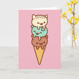 Funny Cat Greeting Card - SUMMER ICE CREAM CONE