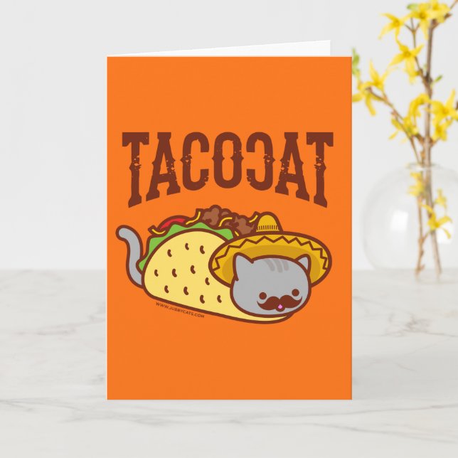 Funny Cat Greeting Card - TACO CAT (Yellow Flower)