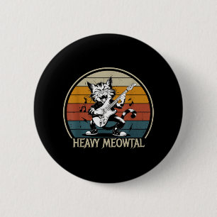 Funny Cat Guitar Shirt - Jamming Rock Cat Playing  2 Inch Round Button