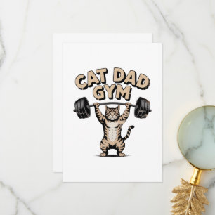 Funny Cat Gym for Dad Thank You Card