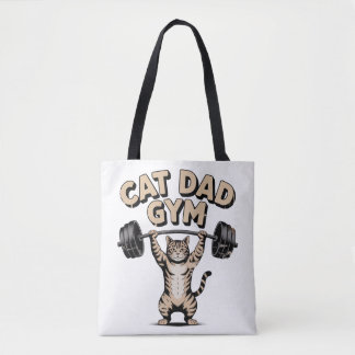 Funny Cat Gym for Dad Tote Bag