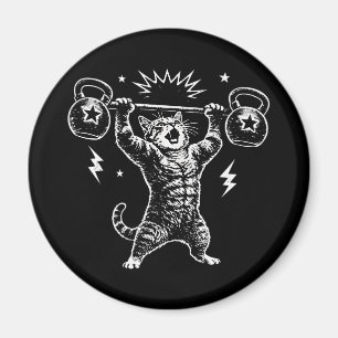 Funny Cat Gym Workout Hilarious Feline Weightlifti Magnet