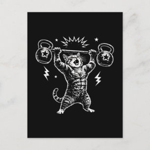 Funny Cat Gym Workout Hilarious Feline Weightlifti Postcard