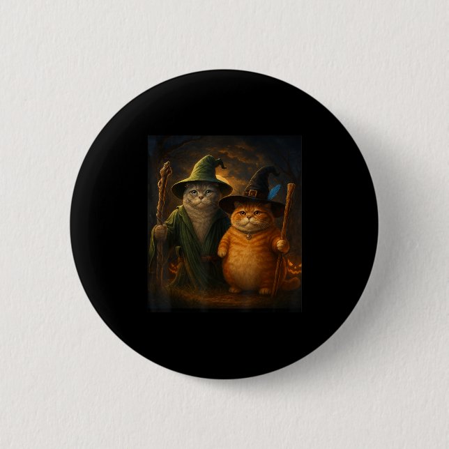 Funny Cat Halloween Cat Meme Wizard Cat Weird Cute 2 Inch Round Button (Front)