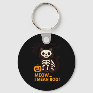 Funny Cat Halloween Costume Meow I Mean Boo Men Wo Keychain