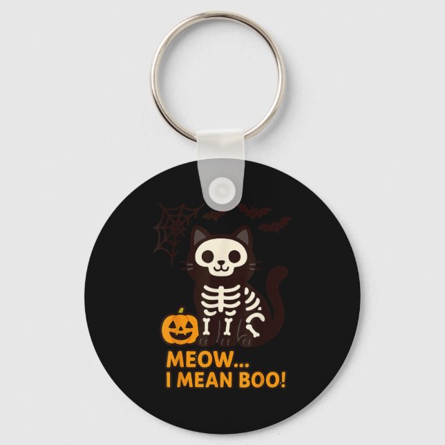 Funny Cat Halloween Costume Meow I Mean Boo Men Wo Keychain (Front)