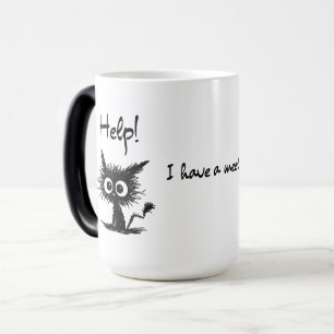 Funny Cat "Help! I have a meeting" Sketch Mug