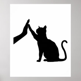 Funny Cat High Five Graphic Cat Owner & Cat Lover Poster