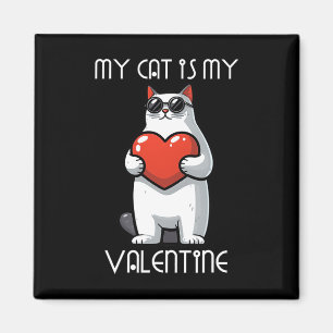 Funny Cat Holding Heart For Valentine's Day Family Magnet