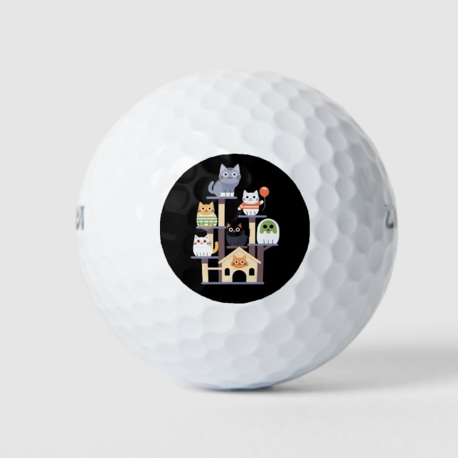 Funny Cat Horror Movies Cute Halloween Cat Kitty  Golf Balls (Front)