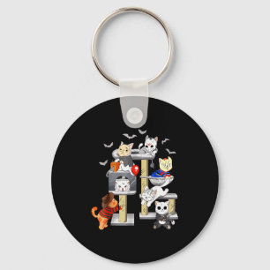 Funny Cat Horror Movies Cute Halloween Cat Lovers Keychain