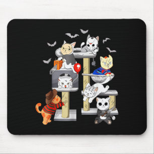 Funny Cat Horror Movies Cute Halloween Cat Lovers Mouse Pad