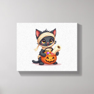 Funny Cat Horror Movies Cute Halloween for Cat Kit Canvas Print