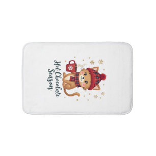 Funny Cat Hot Choco Season Merry Christmas Mom Dad Bath Mat