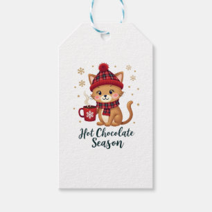 Funny Cat Hot Choco Season Merry Christmas Mom Dad Gift Tags