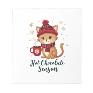 Funny Cat Hot Choco Season Merry Christmas Mom Dad Notepad