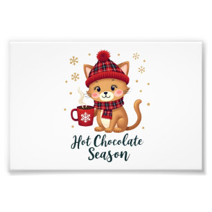 Funny Cat Hot Choco Season Merry Christmas Mom Dad Photo Print