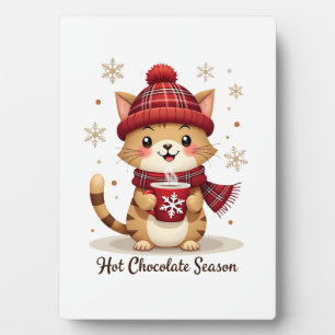 Funny Cat Hot Choco Season Merry Christmas Mom Dad Plaque