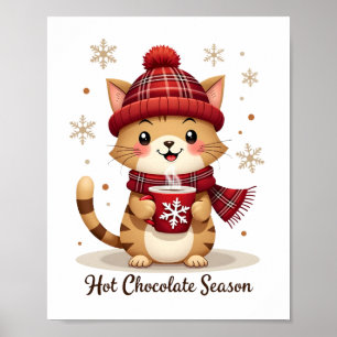 Funny Cat Hot Choco Season Merry Christmas Mom Dad Poster