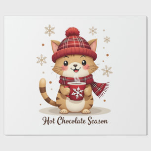 Funny Cat Hot Choco Season Merry Christmas Mom Dad Wrapping Paper