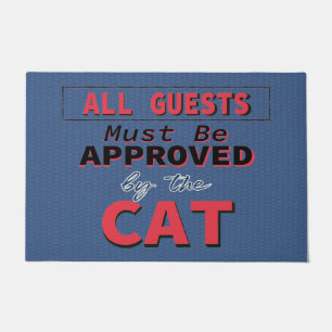 Funny Cat Humor Blue Welcome Door Mat