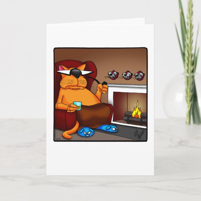 Funny Cat Humour Keep In Touch Greeting Card (Front)