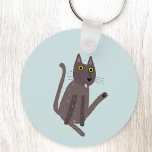 Funny Cat Humour Keychain<br><div class="desc">A funny cat washing.  Or maybe he's just doing yoga? Kiss him at your own risk!  Raise a smile from any animal lover. Perfect for pet sitters.</div>