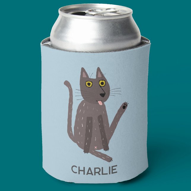 Funny Cat Humour Personalized Can Cooler (Creator Uploaded)