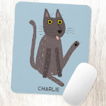 Funny Cat Humour Personalized Mouse Pad<br><div class="desc">A funny cat washing.  Or maybe he's just doing yoga? Kiss him at your own risk!  Raise a smile from any animal lover and cat mom or dad. Change or delete the name to customize.</div>
