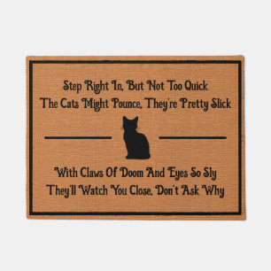 Funny Cat Humour Silly Quirky Minimalist Rustic Doormat