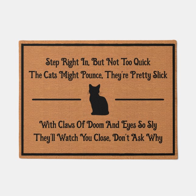 Funny Cat Humour Silly Quirky Minimalist Rustic Doormat (Front)