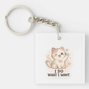 Funny Cat  I Do What I Want Cute Cat Keychain
