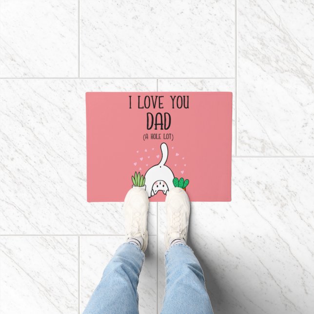 Funny Cat I Love You Dad A Hole Lot Doormat (Indoor)