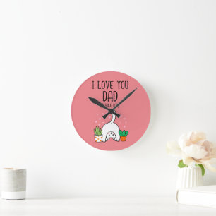 Funny Cat I Love You Dad A Hole Lot Round Clock