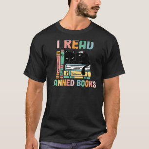 Funny Cat I Read Banned Books Funny Bookworms Read T-Shirt
