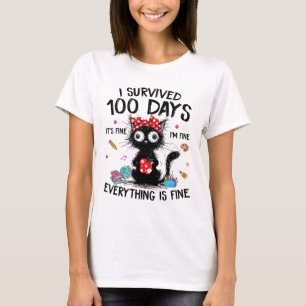 Funny Cat I Survived 100 Days Of School Shirts Tea