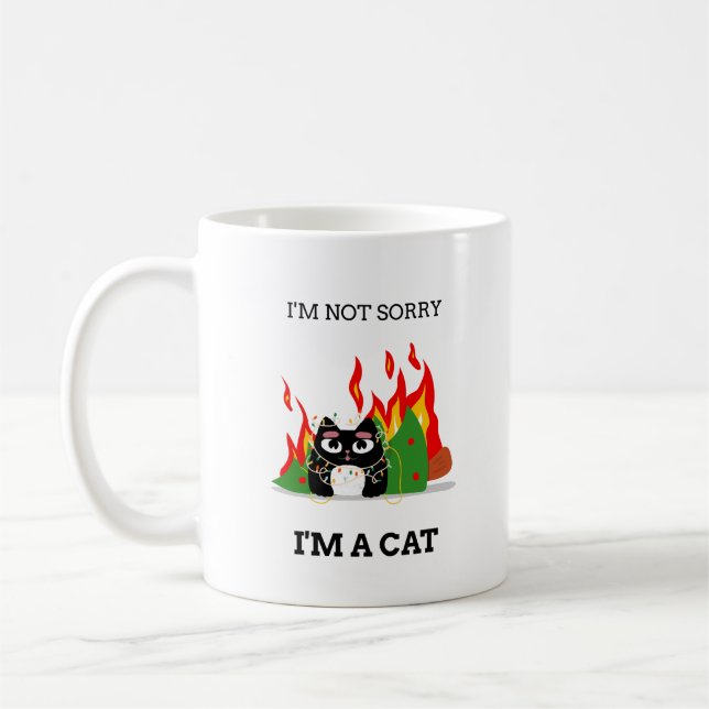 Funny Cat - I'm Not Sorry. I'm a Cat Christmas Coffee Mug (Left)