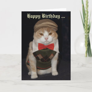 Funny Cat in Argyle Sweater Customizable Card