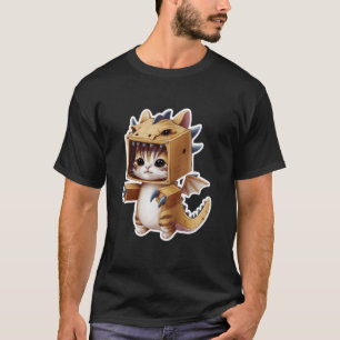Funny Cat in Cardboard Dragon Funny cute late Hall T-Shirt